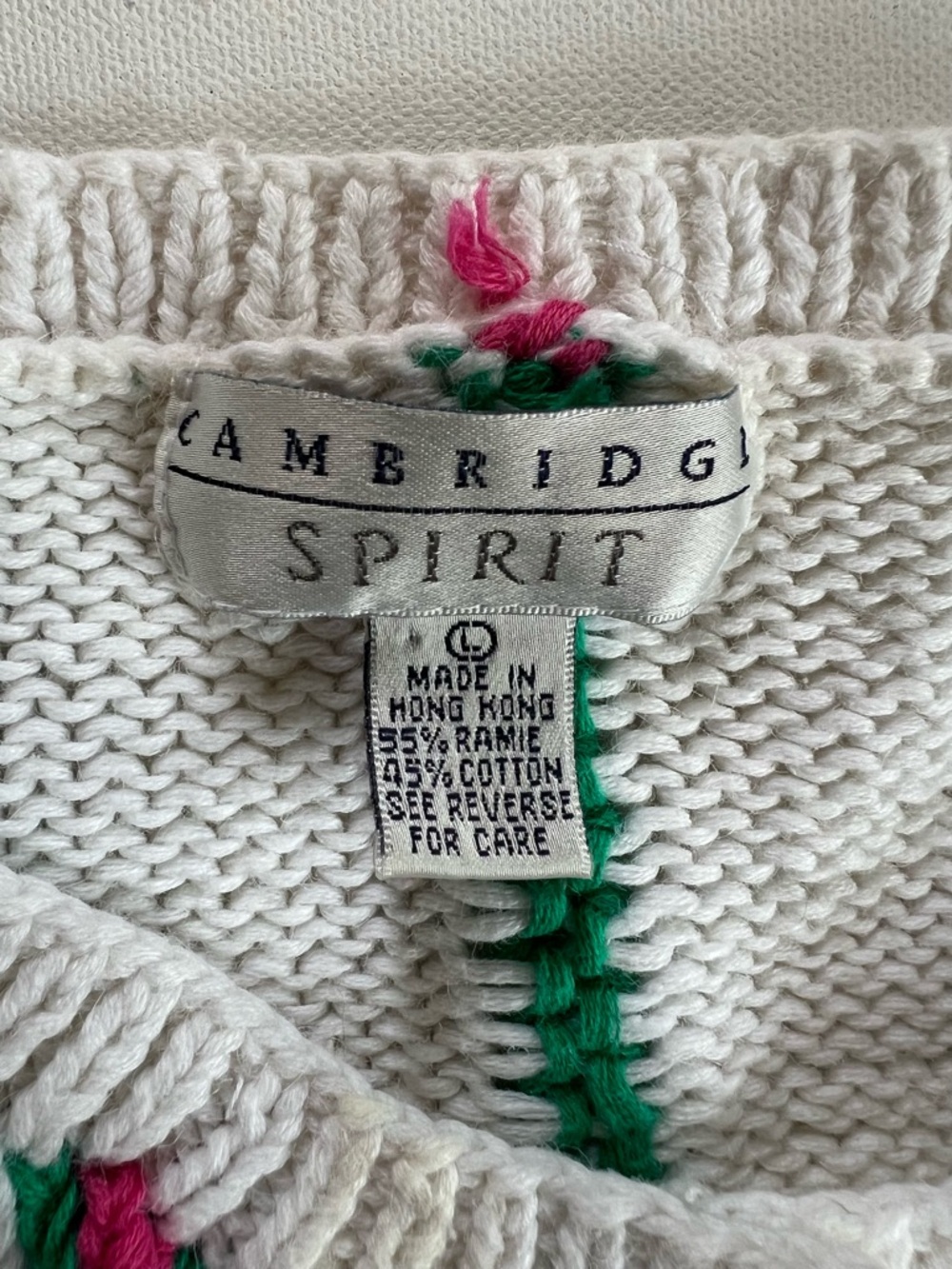 Cambridge Spirits White Floral Stripe Button-Up Cardigan Vintage Women’s L - Picture 9 of 10